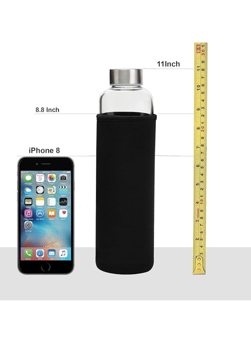 Generic Borosilicate Round Glass Water Bottle 550 ml with Black Portable Carry Sleeve – Eco-Friendly Reusable Bottle for Hot & Cold Drinks, Leak-Proof, BPA-Free, Travel-Friendly – Ideal for School, Home, Office, Yoga, Gym, Sports & Outdoor Use - Image 4