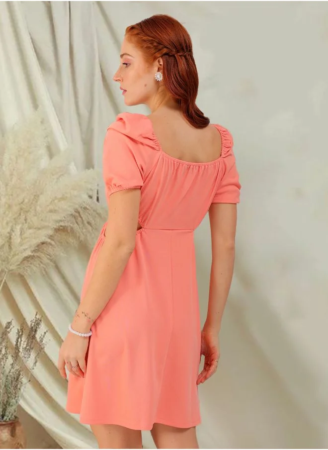 Freehand Women Fit and Flared Party Wear Textured Cut Out Dress
