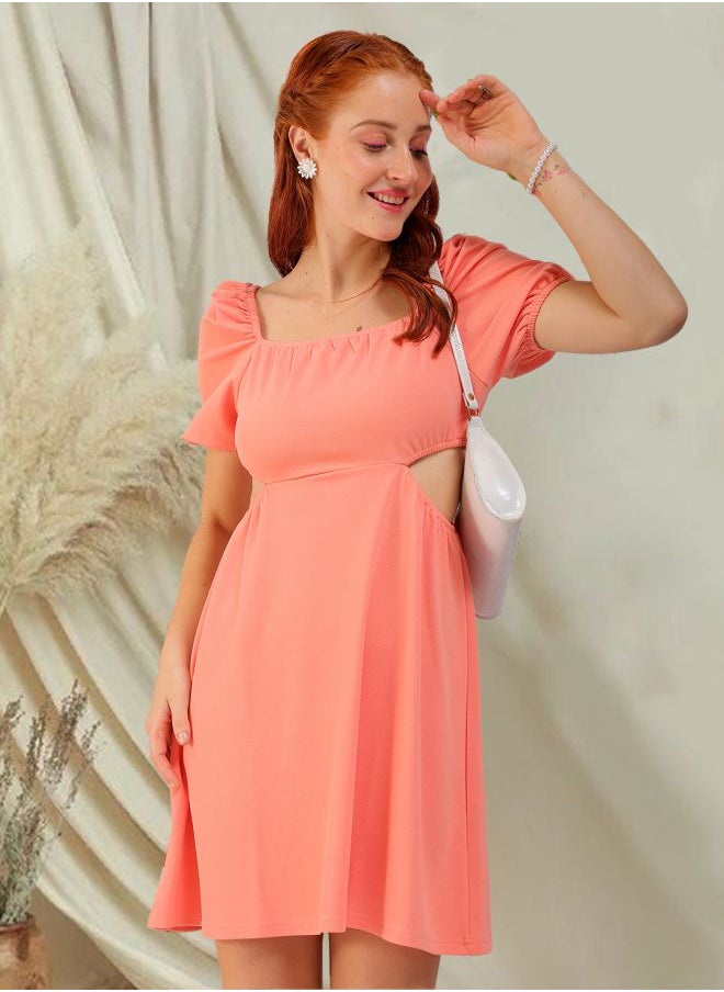 Freehand - Women Fit and Flared Party Wear Textured Cut Out Dress - Image 1