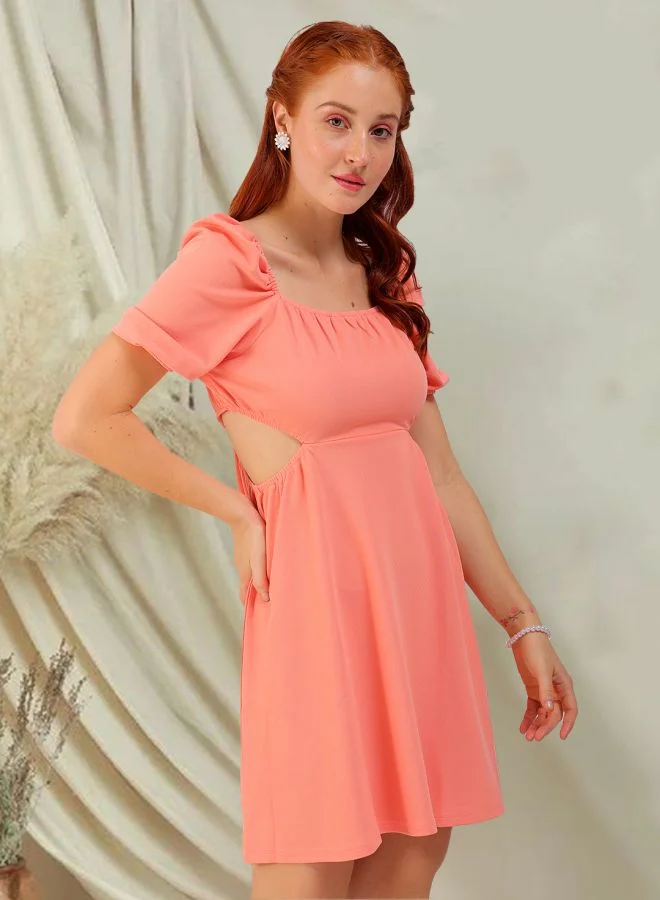 مرفوعة Women Fit and Flared Party Wear Textured Cut Out Dress