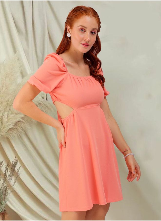 Freehand - Women Fit and Flared Party Wear Textured Cut Out Dress - Image 1