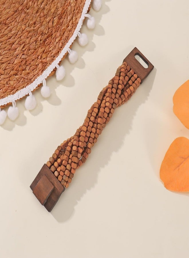 Coiris Boho Bangle Bracelets for Women Wooden Beaded Bracelets Chunky Bohemian Beach Bracelets Jewelry for Women(BR1235-Brown) - Image 5