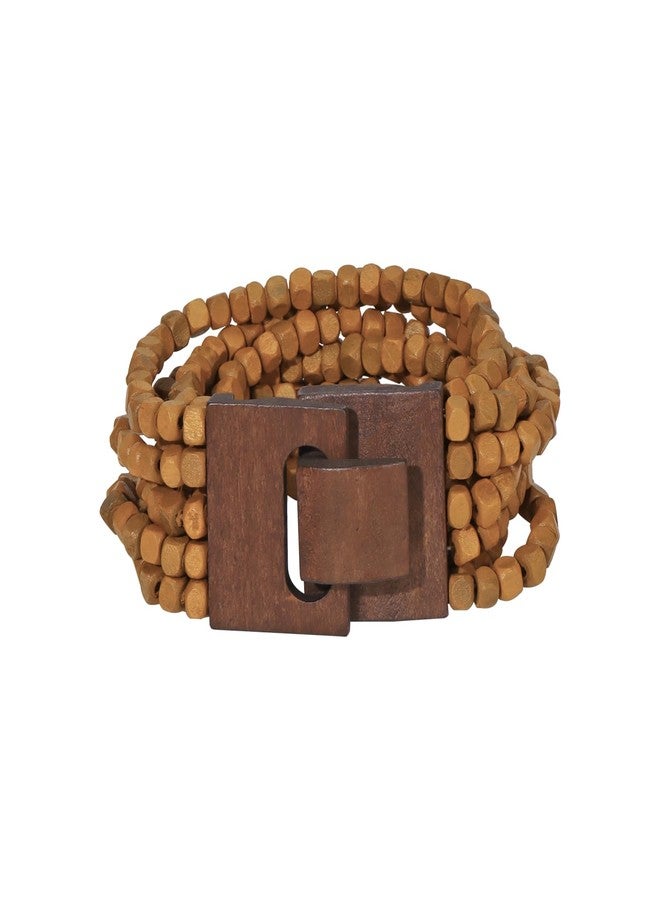 Coiris Boho Bangle Bracelets for Women Wooden Beaded Bracelets Chunky Bohemian Beach Bracelets Jewelry for Women(BR1235-Brown) - Image 1