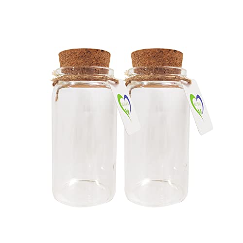 ELYSAID 2pcs Empty Clear Glass Bottles Vials With Cork Stopper Storage Jars 47mm Bottle Diameter (47x90x33mm 100ml) - Image 5