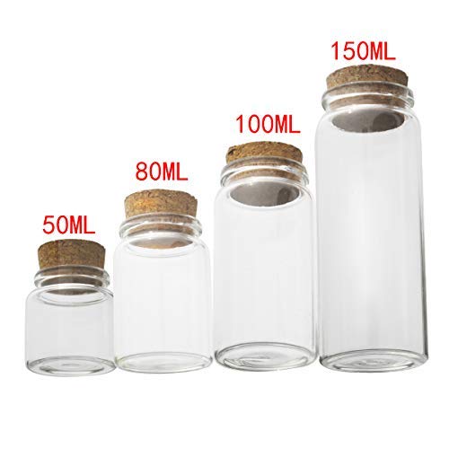 ELYSAID 2pcs Empty Clear Glass Bottles Vials With Cork Stopper Storage Jars 47mm Bottle Diameter (47x90x33mm 100ml) - Image 4