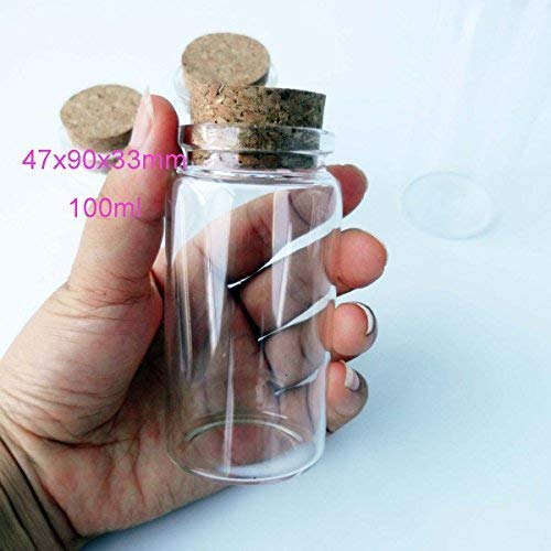 ELYSAID 2pcs Empty Clear Glass Bottles Vials With Cork Stopper Storage Jars 47mm Bottle Diameter (47x90x33mm 100ml) - Image 3