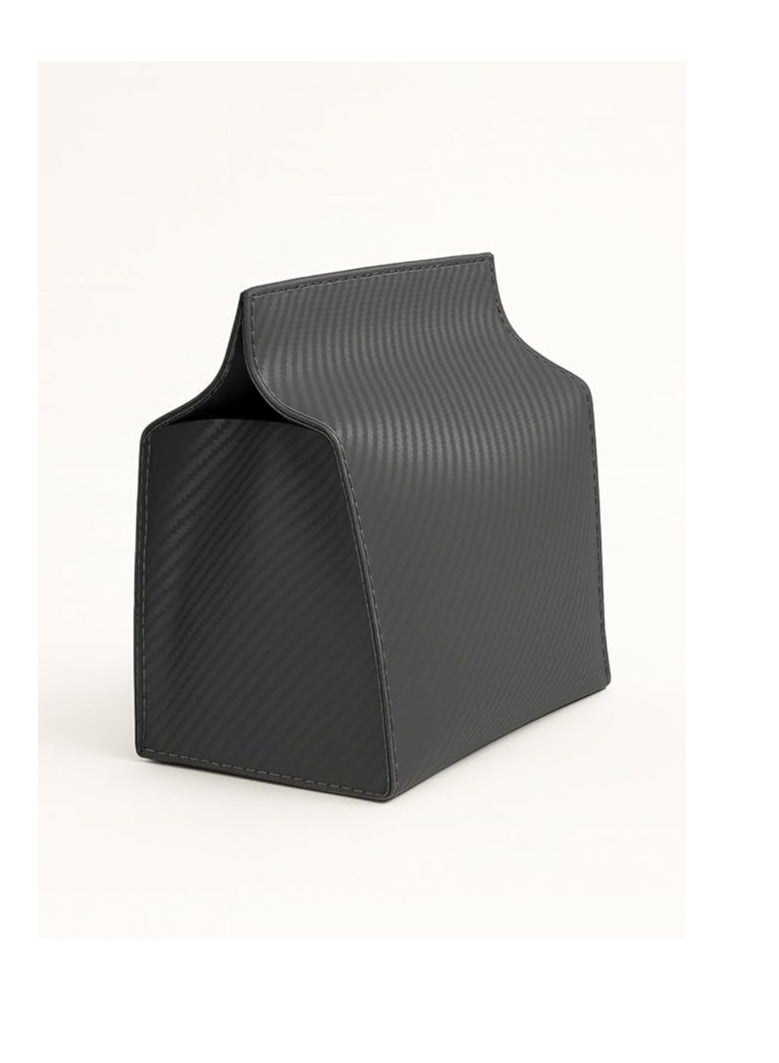 Premium Leather Tissue Holder for Cars – Stylish and Durable Tissue Holder with Magnetic Closure (Gray Carbon Fiber) - Image 2