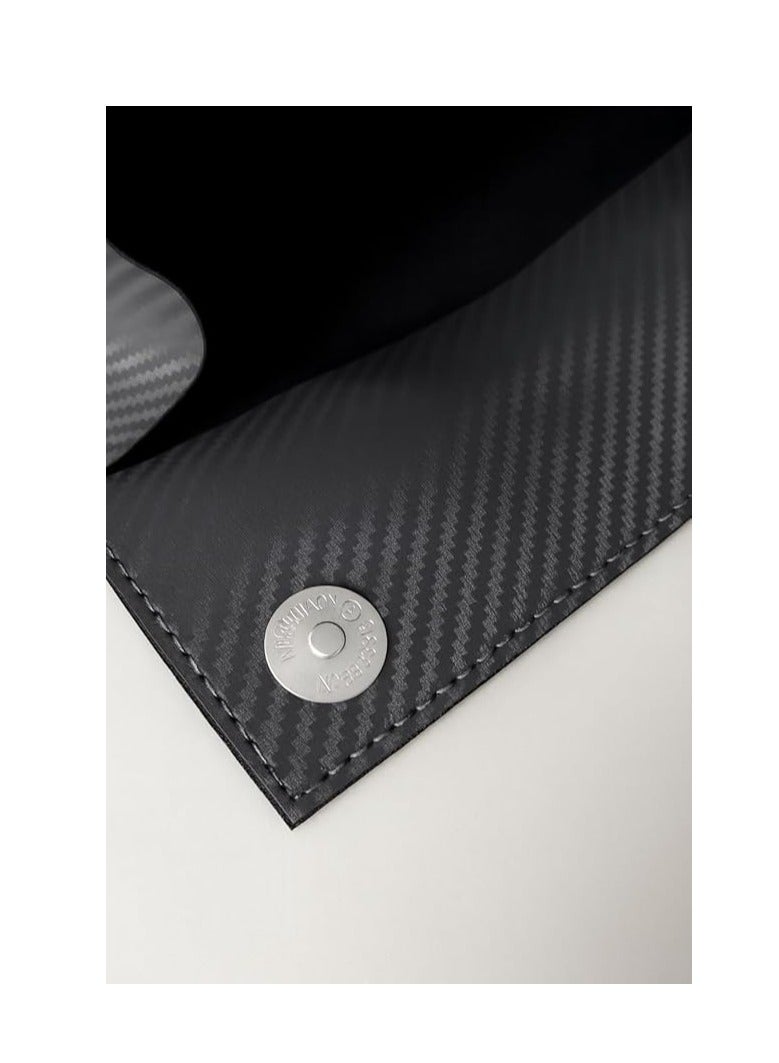 Premium Leather Tissue Holder for Cars – Stylish and Durable Tissue Holder with Magnetic Closure (Gray Carbon Fiber) - Image 3