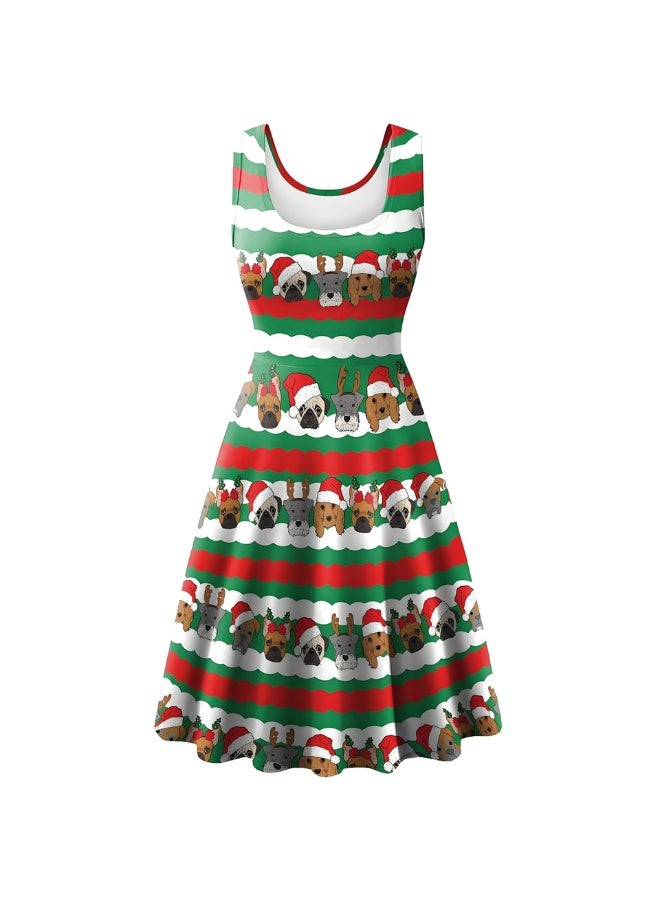 إسكدنيا فستان زي مطبوع بلا أكمام للنساء لباس عيد الميلاد للبالغين - Image 1