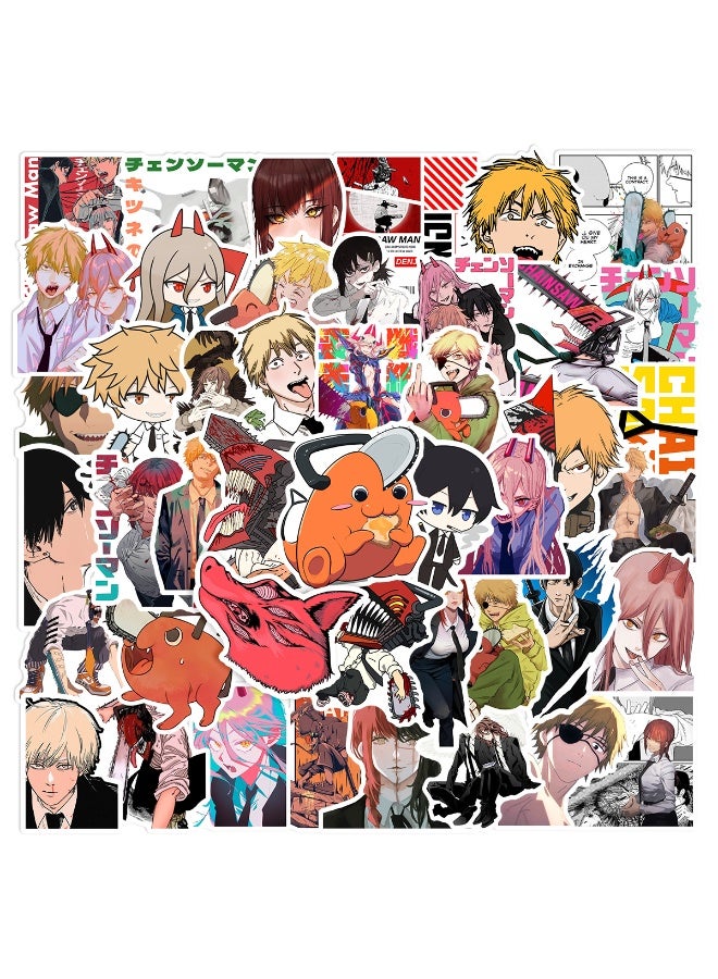 NIBEMINENT 50 Pcs CHAINSAW MAN Deco Kit Waterproof Stickers, High Definition Printing Bright Colors, Suitable for Laptop Skateboard Luggage Water Bottle Guitar DIY - Image 1