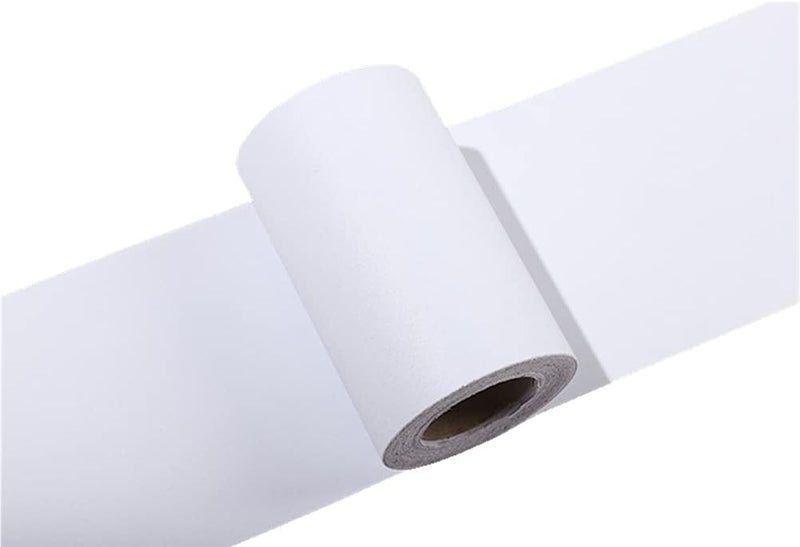 N/B Self Adhesive Solid Color Frosted Wallpaper Border Stick Waterproof Wall Border Easy to Apply Kitchen Bathroom Tiles Sticker 4 x 196inch (White) - Image 2
