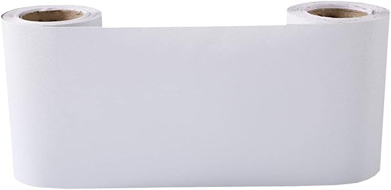 N/B Self Adhesive Solid Color Frosted Wallpaper Border Stick Waterproof Wall Border Easy to Apply Kitchen Bathroom Tiles Sticker 4 x 196inch (White) - Image 3