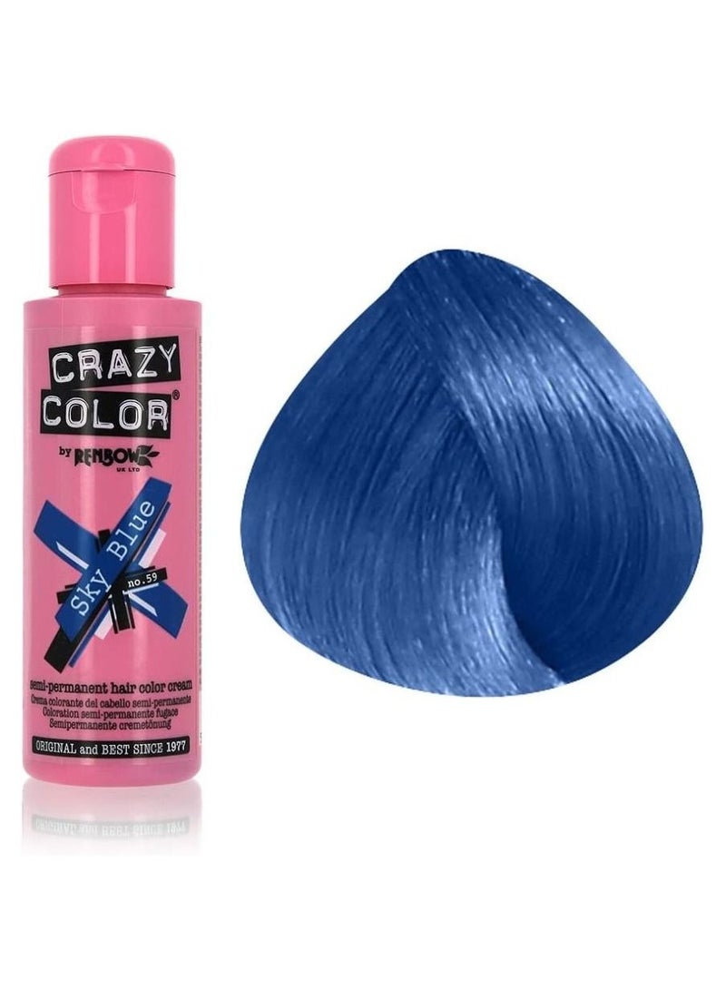 Renbow Crazy Color Semi-Permanent Hair Color Dye Sky Blue 59 – 100ml - Image 3