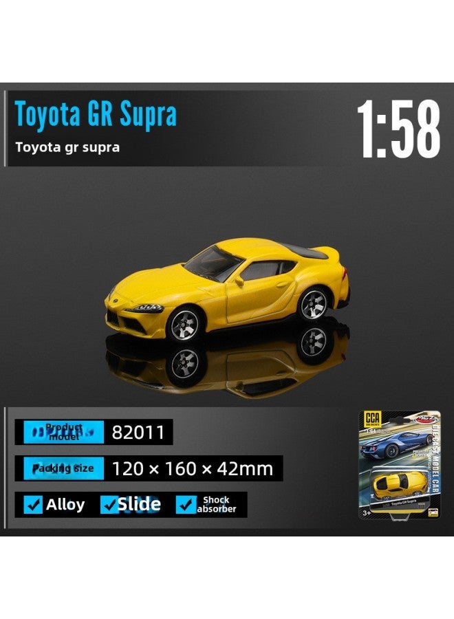 CCA Color Per 1/64 Alloy Car Model A Variety Of Sports Car Racing Simulation Metal Car Pocket Car Sliding Shock Absorber-Color:82011 Toyota GR-Supra-Yellow  - Image 1