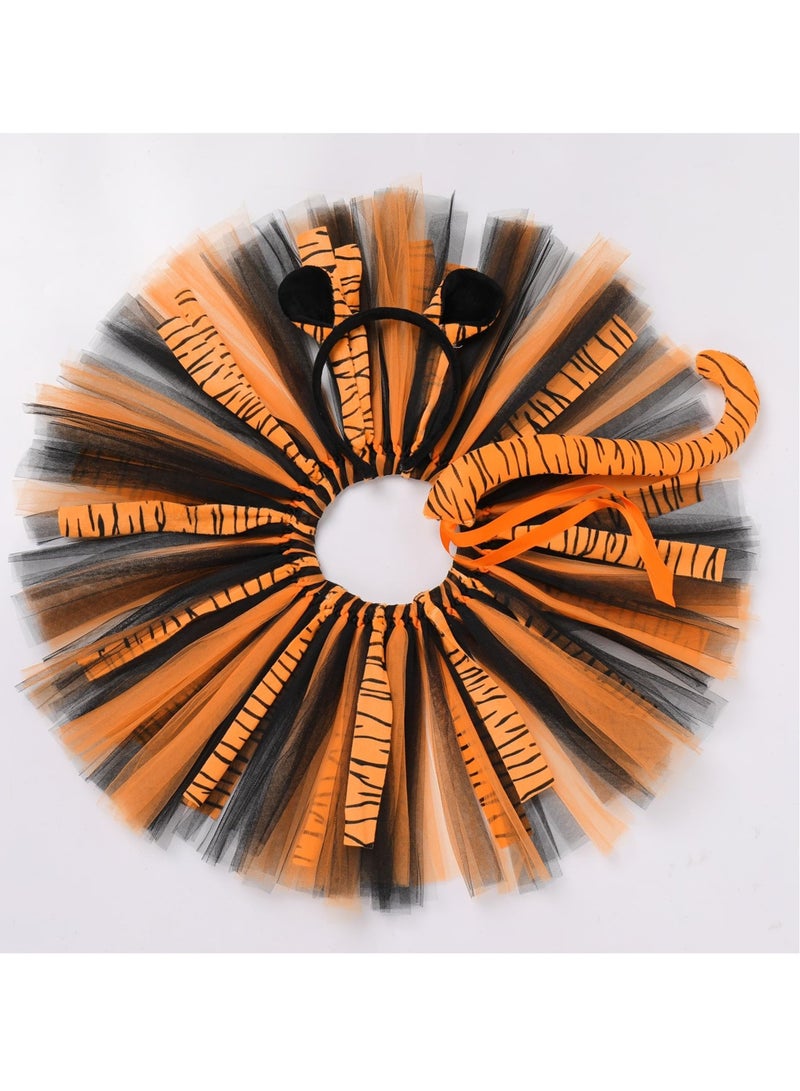 Excefore Animal Cosplay Costume, Tiger Costume Headband, Tutu Skirt And Tail, Suitable for Kids Cosplay Birthday Party Stage Performance - Image 2