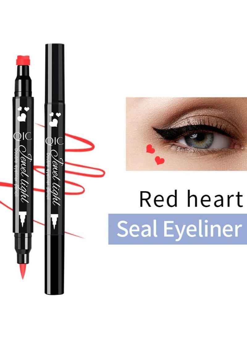 2 in 1 Jewel Light Eyeliner Pencil Eyeliner Stamp Waterproof Liquid Eyeliner Set Liquid Double Head Eyeliner Long Lasting Make Up Set Speedy and Easy Double Eyeliner Pencil 08