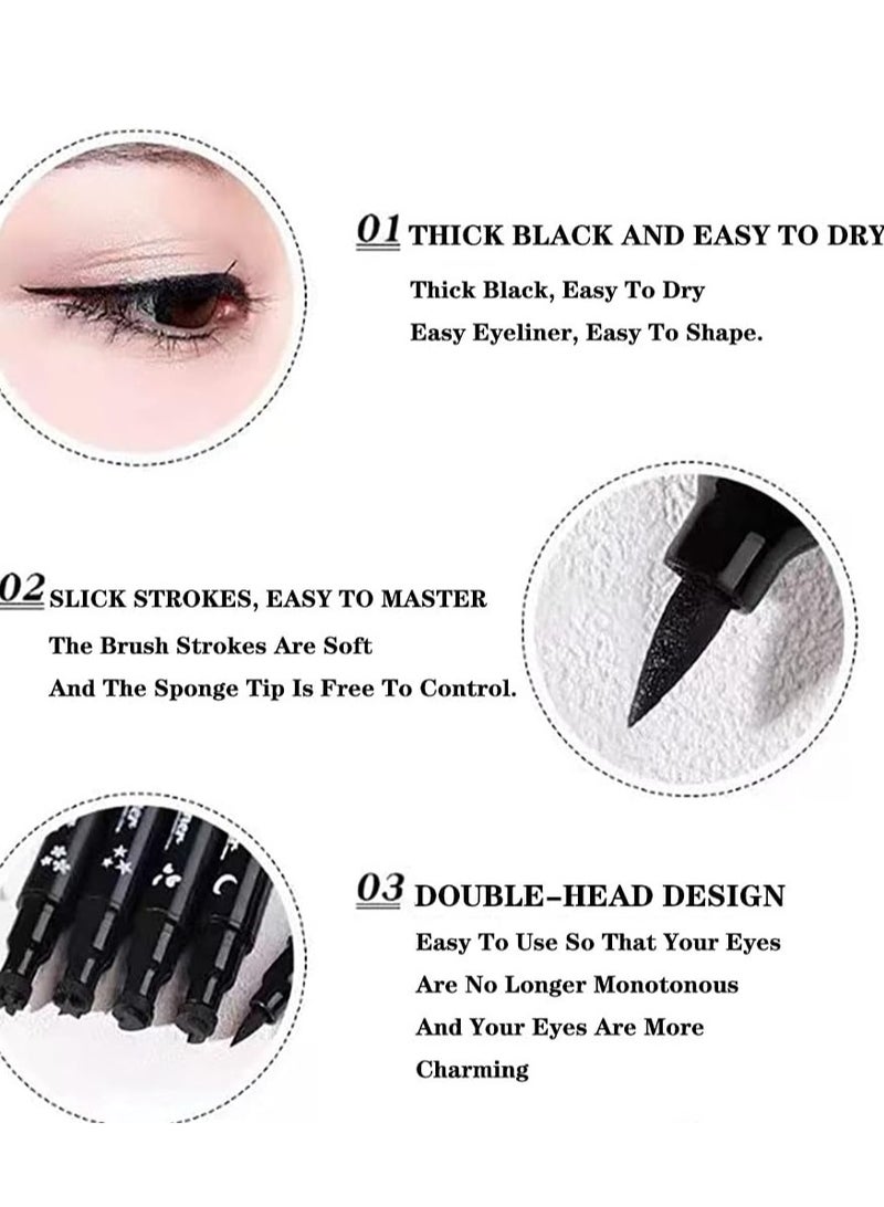 2 in 1 Jewel Light Eyeliner Pencil Eyeliner Stamp Waterproof Liquid Eyeliner Set Liquid Double Head Eyeliner Long Lasting Make Up Set Speedy and Easy Double Eyeliner Pencil 08