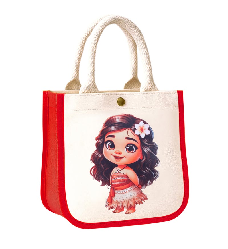 HOBBY INDIA Kids Lunch Bag | Cute & Stylish Mini Tiffin Bag for Boys & Girls | Cute Cotton Cartoon Design I Perfect For Picnic Tuition School, Preschool & Playschool (Moana) - Image 1