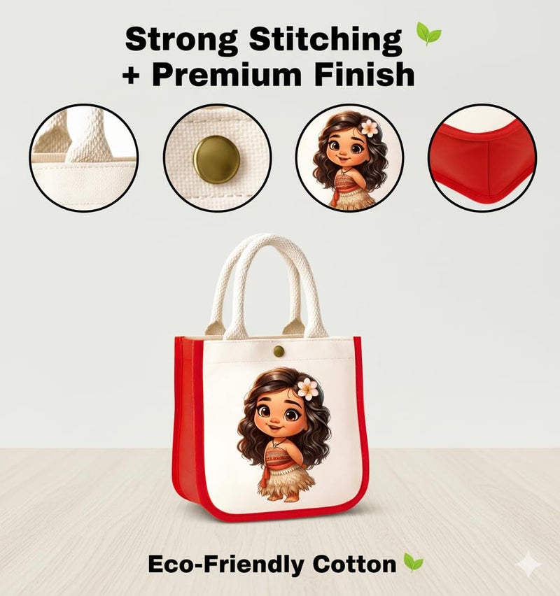 HOBBY INDIA Kids Lunch Bag | Cute & Stylish Mini Tiffin Bag for Boys & Girls | Cute Cotton Cartoon Design I Perfect For Picnic Tuition School, Preschool & Playschool (Moana) - Image 5