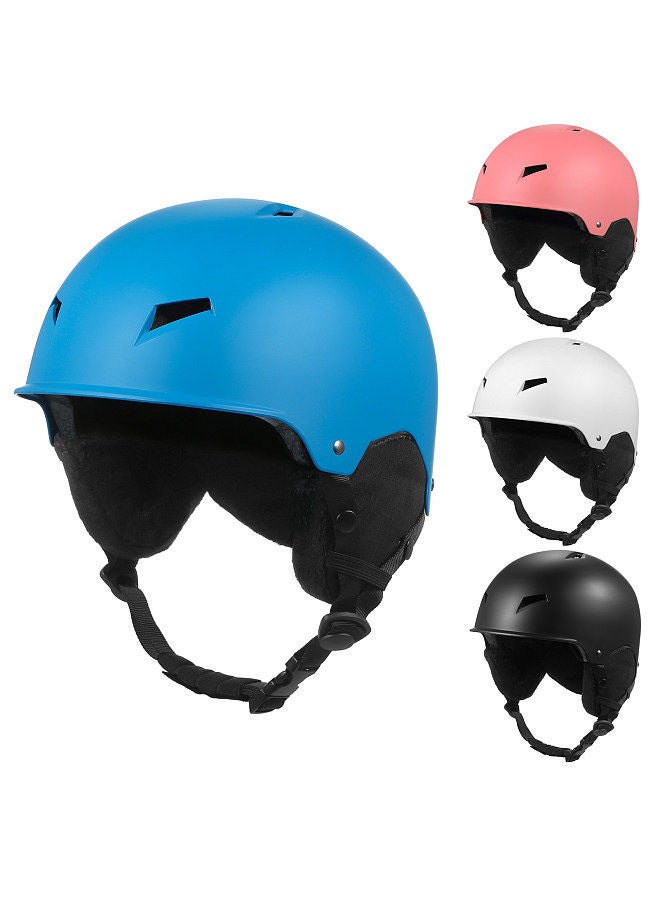Generic Snow Helmet with Detachable Earmuff Men Women Snowboard Helmet with Goggle Fixed Strap Safety Skiing Helmet Skiing Sports Helmet Blue - Image 5