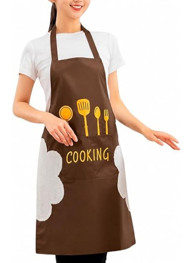 Waterproof Kitchen Apron with Side Towels – Cooking Apron with Front Pocket - Image 1