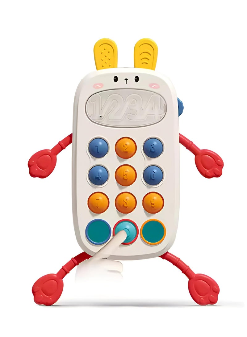 Twisoo Baby Sensory Teething Toy – Rabbit Silicone Pull Rope Toy for Fine Motor Skills, Early Education, Tactile Stimulation, Soothing Chew Toy for Infants & Toddlers 6M+ (White) - Image 1