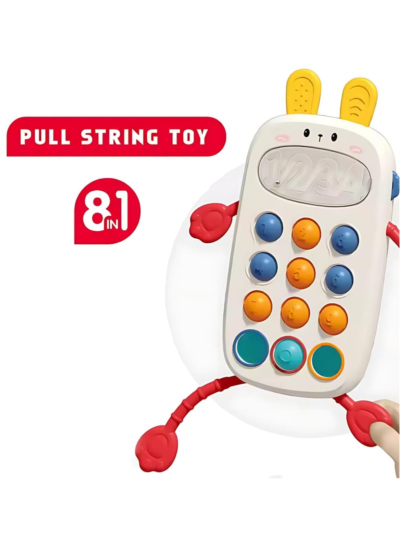 Twisoo Baby Sensory Teething Toy – Rabbit Silicone Pull Rope Toy for Fine Motor Skills, Early Education, Tactile Stimulation, Soothing Chew Toy for Infants & Toddlers 6M+ (White) - Image 2