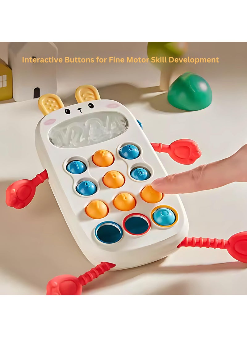 Twisoo Baby Sensory Teething Toy – Rabbit Silicone Pull Rope Toy for Fine Motor Skills, Early Education, Tactile Stimulation, Soothing Chew Toy for Infants & Toddlers 6M+ (White) - Image 3