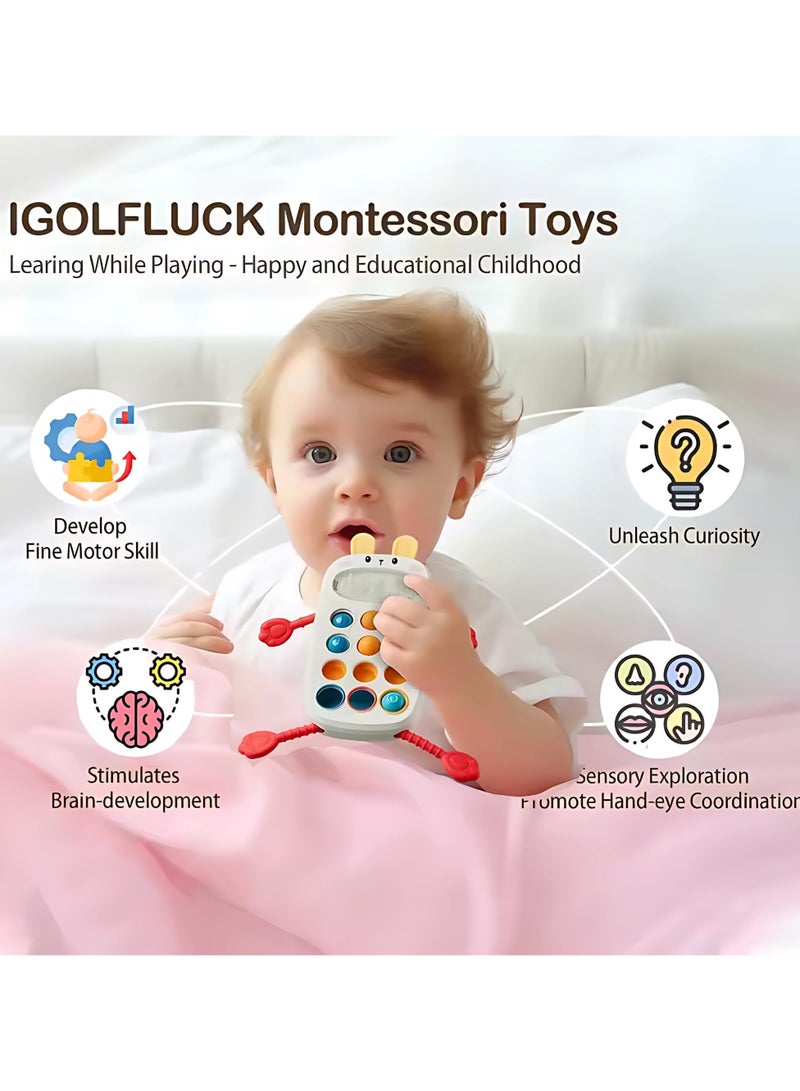 Twisoo Baby Sensory Teething Toy – Rabbit Silicone Pull Rope Toy for Fine Motor Skills, Early Education, Tactile Stimulation, Soothing Chew Toy for Infants & Toddlers 6M+ (White) - Image 5