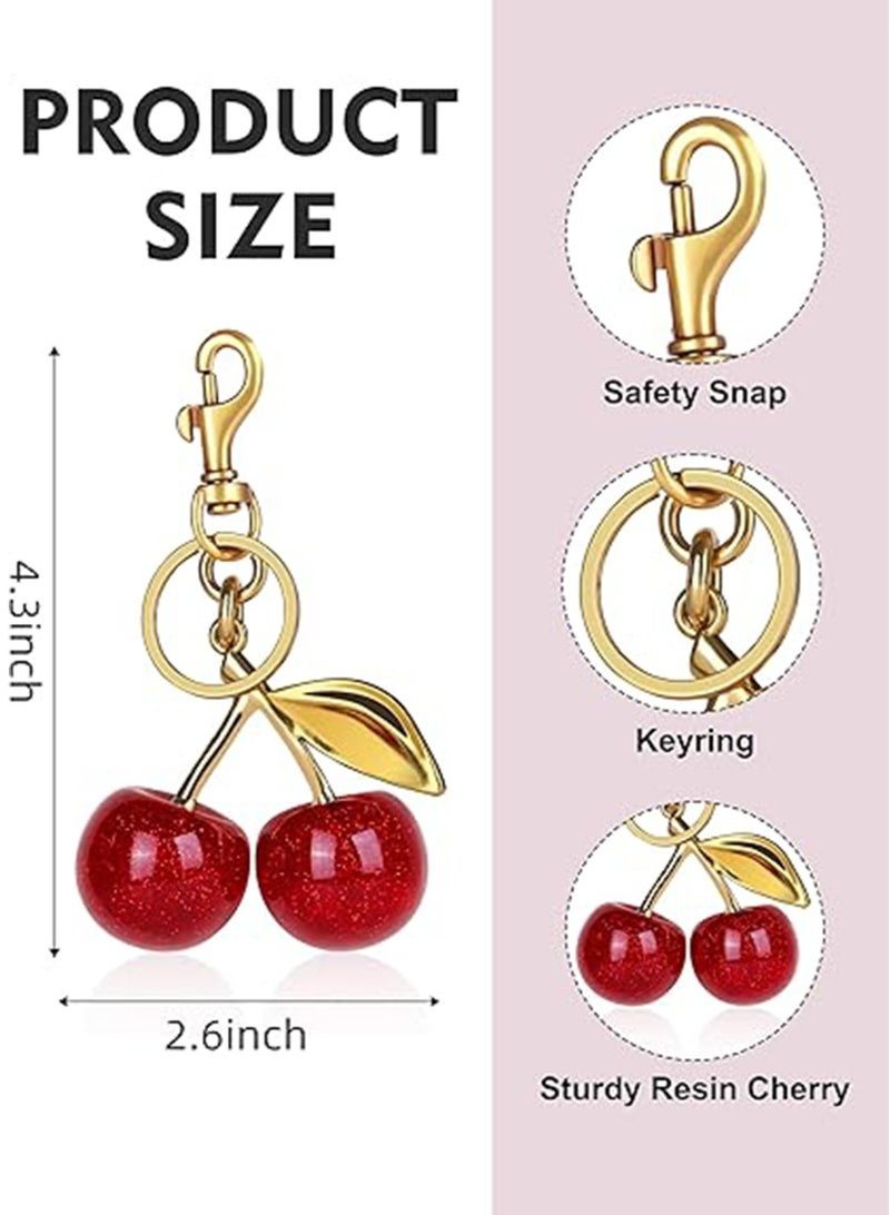 2PCS كيس الكرز سحر الكرز لطيف اكسسوارات الذهب قفل محفظة لامعة سحر للنساء - Image 3