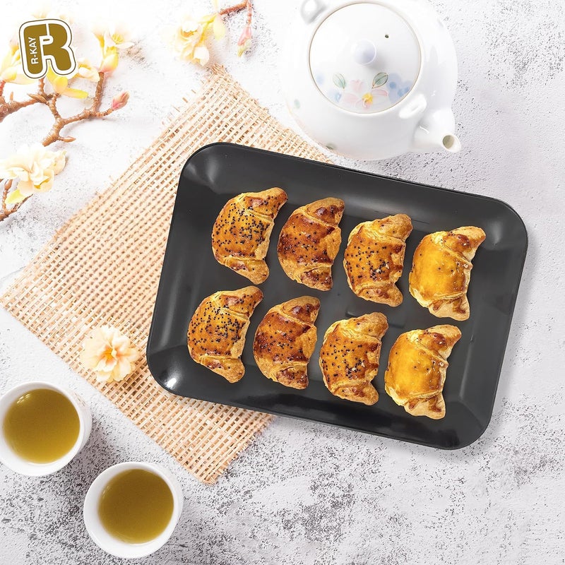 R-kay 3 Pack Black Plastic Serving Tray for Party - Black Serving Tray 8 by 11 Inch - Dessert Trays for Food - Party Serving Trays for Entertaining - Image 3