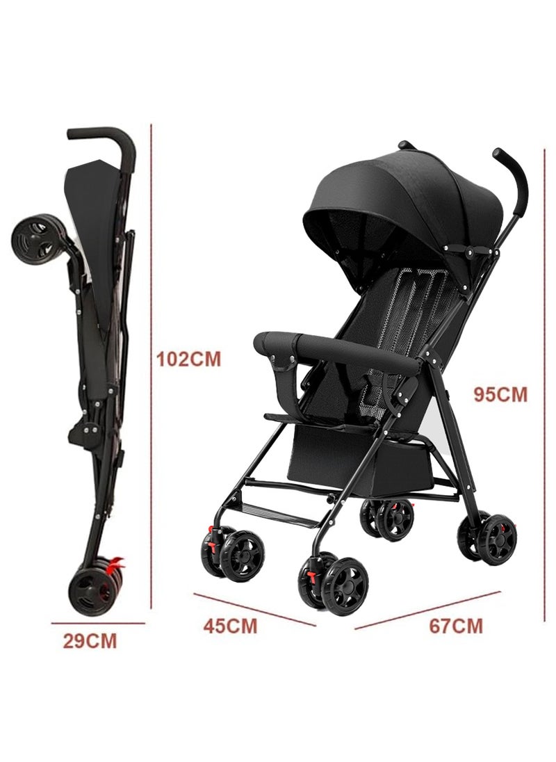 Jorunb Baby Stroller,Lightweight Toddler Travel Stroller,Ultra Compact Stroller for Airplane,Newborn Stroller with Cup holder,Back rope,Mommy bag,Mosquito net,Storage basket,Rain cover and Cotton pad  - Image 2