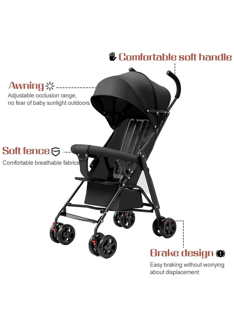 Jorunb Baby Stroller,Lightweight Toddler Travel Stroller,Ultra Compact Stroller for Airplane,Newborn Stroller with Cup holder,Back rope,Mommy bag,Mosquito net,Storage basket,Rain cover and Cotton pad  - Image 3