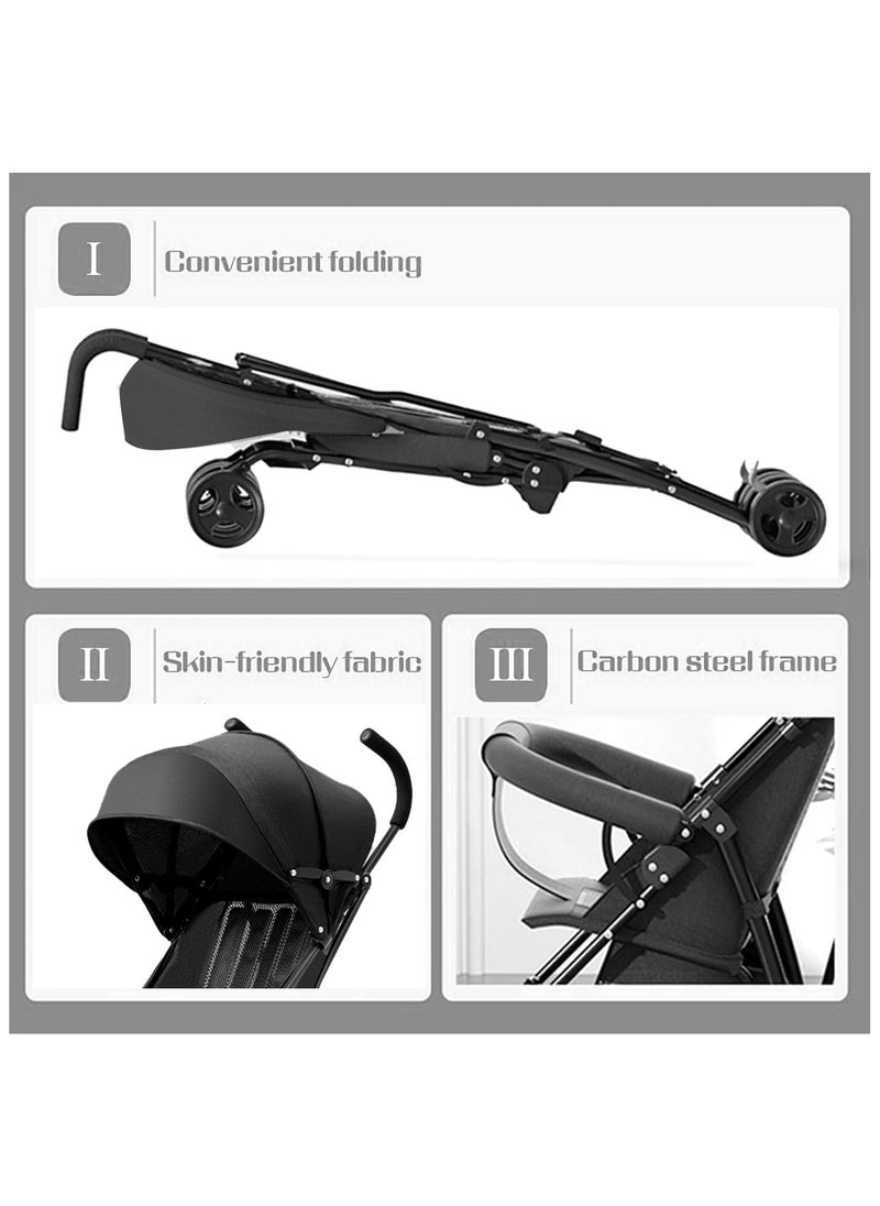 Jorunb Baby Stroller,Lightweight Toddler Travel Stroller,Ultra Compact Stroller for Airplane,Newborn Stroller with Cup holder,Back rope,Mommy bag,Mosquito net,Storage basket,Rain cover and Cotton pad  - Image 4