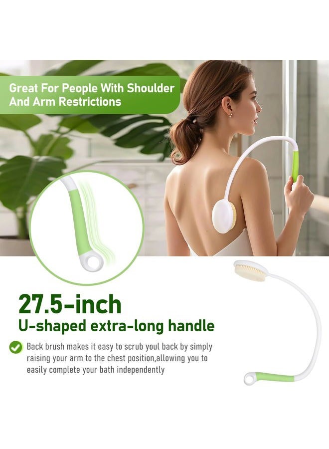 Fanwer 27.5” Back Bath Brush Long Handle for Shower and Silicone Body Scrubber, Shower Back Scrubber with Curved Handle for Elderly, Disabled, Limited Mobility, Post-Surgery, Frozen Shoulder - Image 3