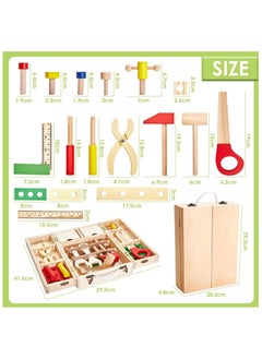 BJM Wooden Tool Box Carrycase Pretend Role Play Carpenter Assembly Take Apart Construction Toys For Kids  - Image 2
