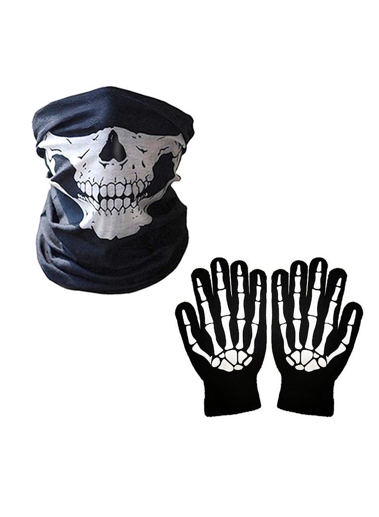 JAYATO Set of 4 Cosplay Costumes, 140cm Length Black Velvet Hooded Cape Mask Gloves Scythe Props for Men and Women - Image 2