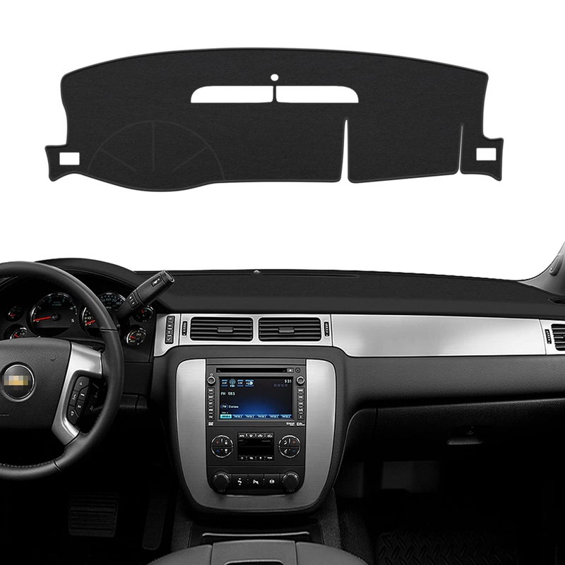POSAID Dashboard Dash Cover Mat for 20072013 Chevy Avalanche Silverado 1500 LTZ 20072014 Chevy Chevrolet Tahoe Suburban 0714 GMC Yukon Interior Dash Protecter Cover Mat Black