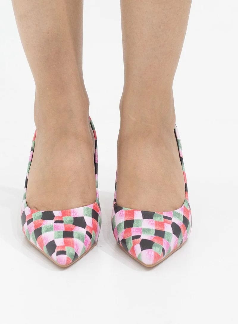 LAMARAPARIS Banu 7cm heel multi colored pointy court pink