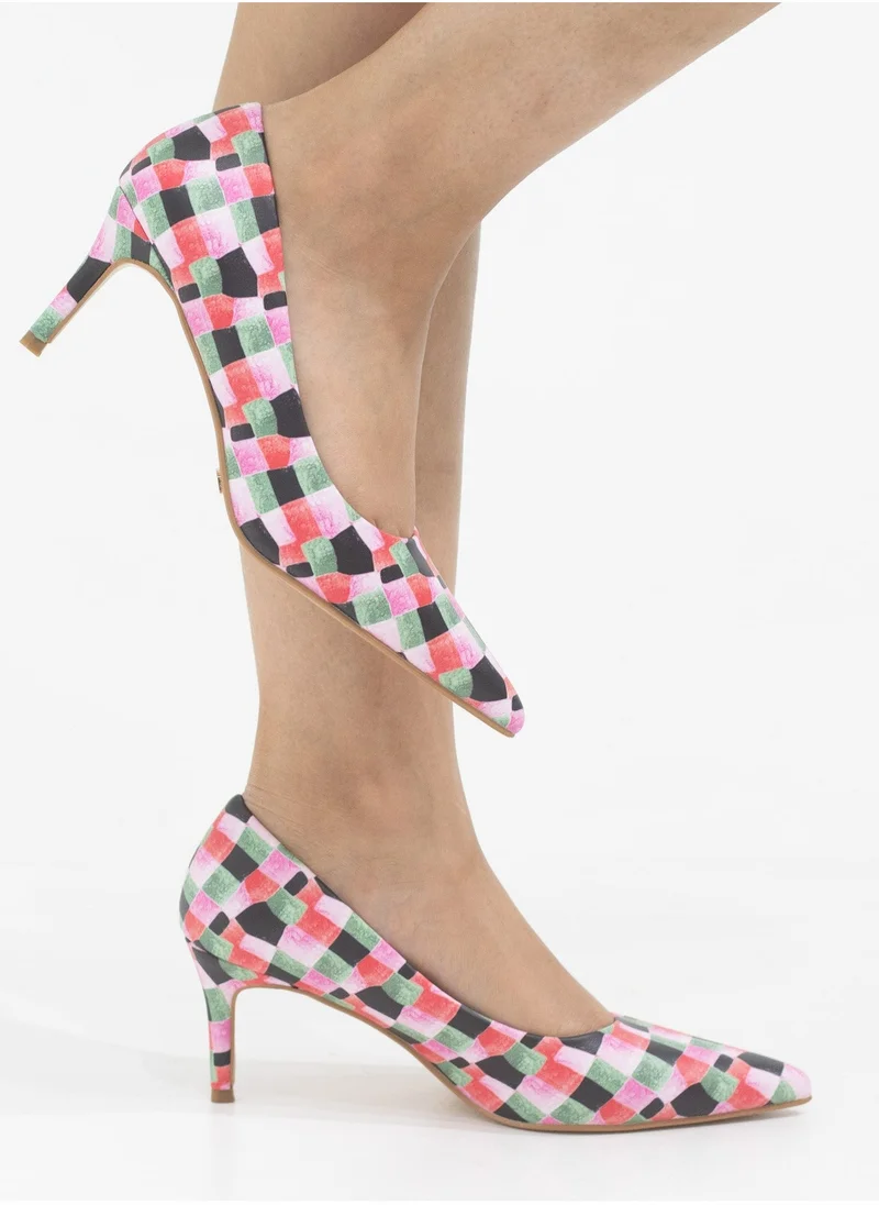 LAMARAPARIS Banu 7cm heel multi colored pointy court pink