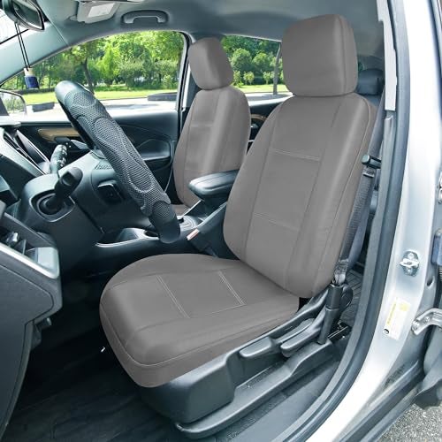 FH Group Three Row Car Seat Covers Deluxe Leatherette with 7 Seater Airbag Compatible and Rear Split Bench Universal Fit for Cars Trucks SUVs Gray - Image 3