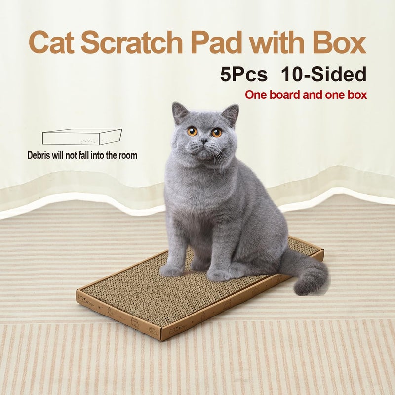 Mankaide Cat Scratcher Cardboard with Box Durable Corrugate Scratching Kitty Sofa Lounge Bed Reversible Catnip Included for Indoor Cats, Cat Scratching Pad, Cat Post, Double-Sided Design, Large (Box,5pcs) - Image 5