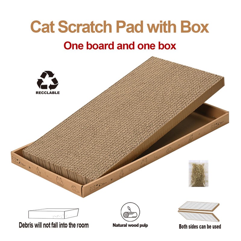 Mankaide Cat Scratcher Cardboard with Box Durable Corrugate Scratching Kitty Sofa Lounge Bed Reversible Catnip Included for Indoor Cats, Cat Scratching Pad, Cat Post, Double-Sided Design, Large (Box,5pcs) - Image 4