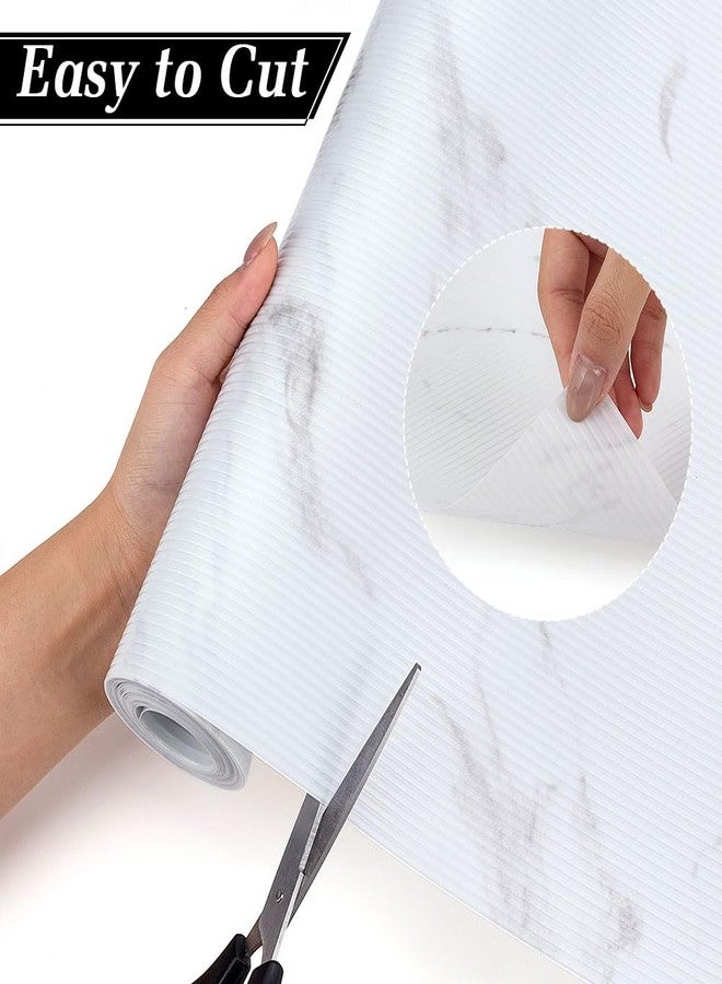 MAYJOYDIY White Marble Non-Slip Kitchen Cabinet Liners, 11.8 Inch x 20 Ft Waterproof Kitchen Cupboard Liner Oil-Proof Drawer Mats for Dresser Shelves Cupboard Cabinets Kitchenware Tableware - Image 3