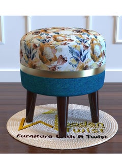Wooden Twist Wooden Twist Flank Puffy Ottoman Stool For Living Room  - Image 1