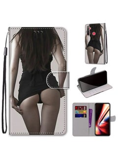 HuHa Case Cover For Realme 5 / 5s / 5i / C3 / C3i / 6i / Narzo10 / 10A / 20A Coloured Drawing Cross Texture Horizontal Flip PU Leather Case with Holder & Card Slots & Wallet & Lanyard Upskirt 