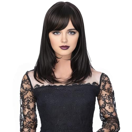 Paradise 20-Inch Synthetichair Wigs For Women Full Head With Bangs – Full Head Short Wig for Women & Girls | Natural Black, 140g | Includes 4 Wig Clips, 2 Wig Caps & Carry Pouch - Image 1