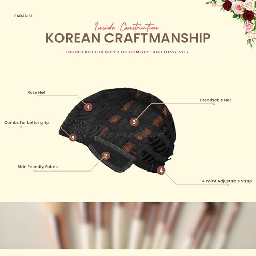 Paradise 20-Inch Synthetichair Wigs For Women Full Head With Bangs – Full Head Short Wig for Women & Girls | Natural Black, 140g | Includes 4 Wig Clips, 2 Wig Caps & Carry Pouch - Image 5