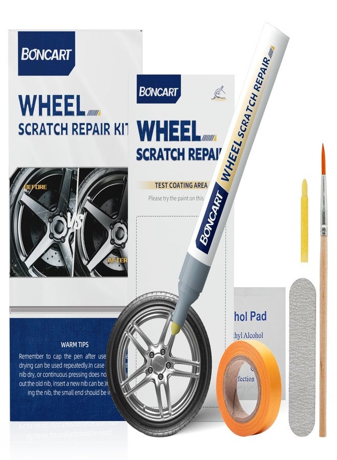 Boncart Wheel Scratch Repair Kit, Rim Touch Up Paint, Rim Paint Wheel Paint Pen, Silver Rim Repair Kit for Curb Rash, Metal Paint for Car Wheel Scratch Quick Repair（Silver） - Image 1
