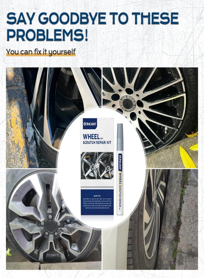 Boncart Wheel Scratch Repair Kit, Rim Touch Up Paint, Rim Paint Wheel Paint Pen, Silver Rim Repair Kit for Curb Rash, Metal Paint for Car Wheel Scratch Quick Repair（Silver） - Image 3